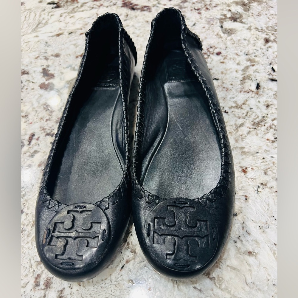 Tory Burch Black Minnie Travel Cross Stitch Ballet Women’s 10 Lightly Used